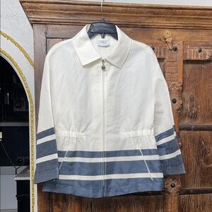 Akris Punto Nautical Navy Peplum Jacket Size 10